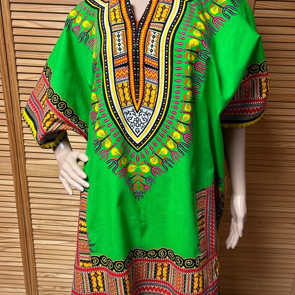 Women’s OS kimono 100% cotton pockets cruise beach pool tribal design - Picture 2 of 8